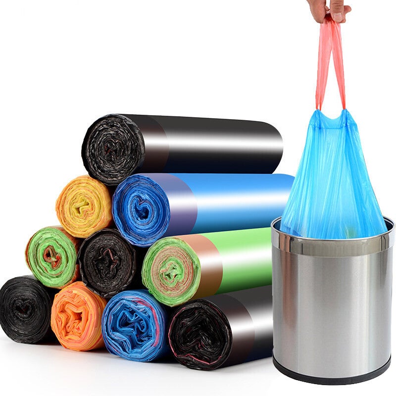 Disposable Drawstring Garbage Bag Household Portable Thickened Large Bundle Pocket Plastic Bag For Kitchen El Office - Image 1
