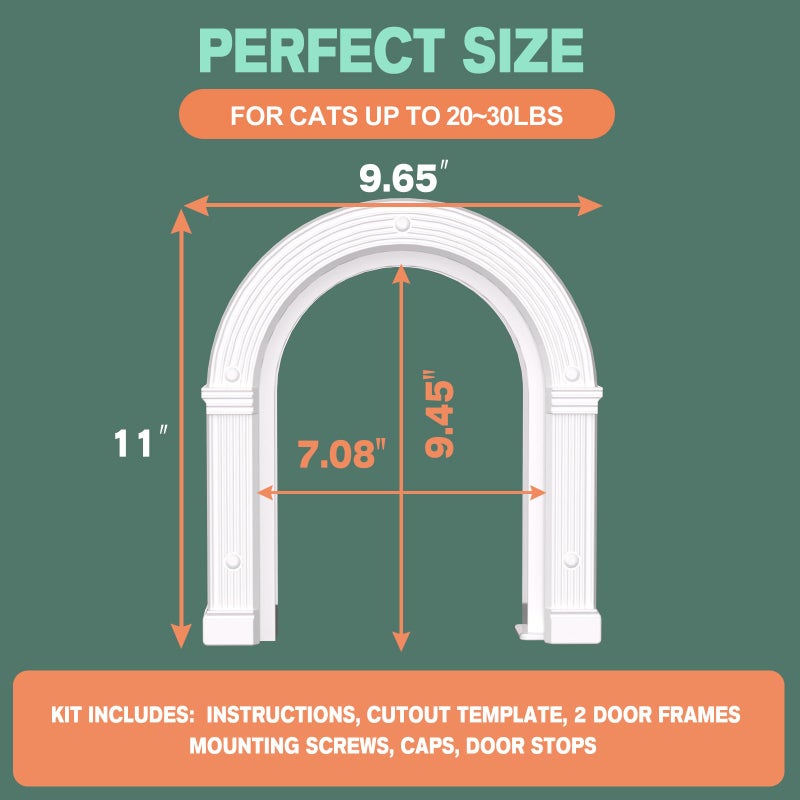 XREY Cat Door for Interior Doors Large - No-Flap, No Training Needed, Fits Cats Up to 25 lbs, Easy Installation in Minutes, Fits 1.25" to 1.75" Thick Solid & Hollow Doors - Image 3