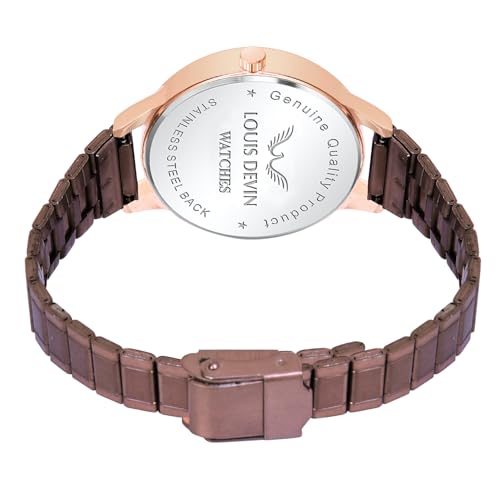 LOUIS DEVIN Brown Metal Chain Analog Wrist Watch for Women (Green Dial) | LD-CP188-GRN-BWCH - Image 5