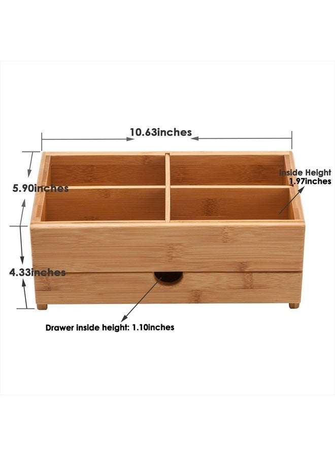 GOBAM Bamboo Makeup Organizer and Storage with Drawer, Medium - Wooden Cosmetic Organizer Countertop for Bathroom, Bedroom, Closet, Kitchen, Vanity & Dresser - Make up Vanity Station - Natural - Image 2