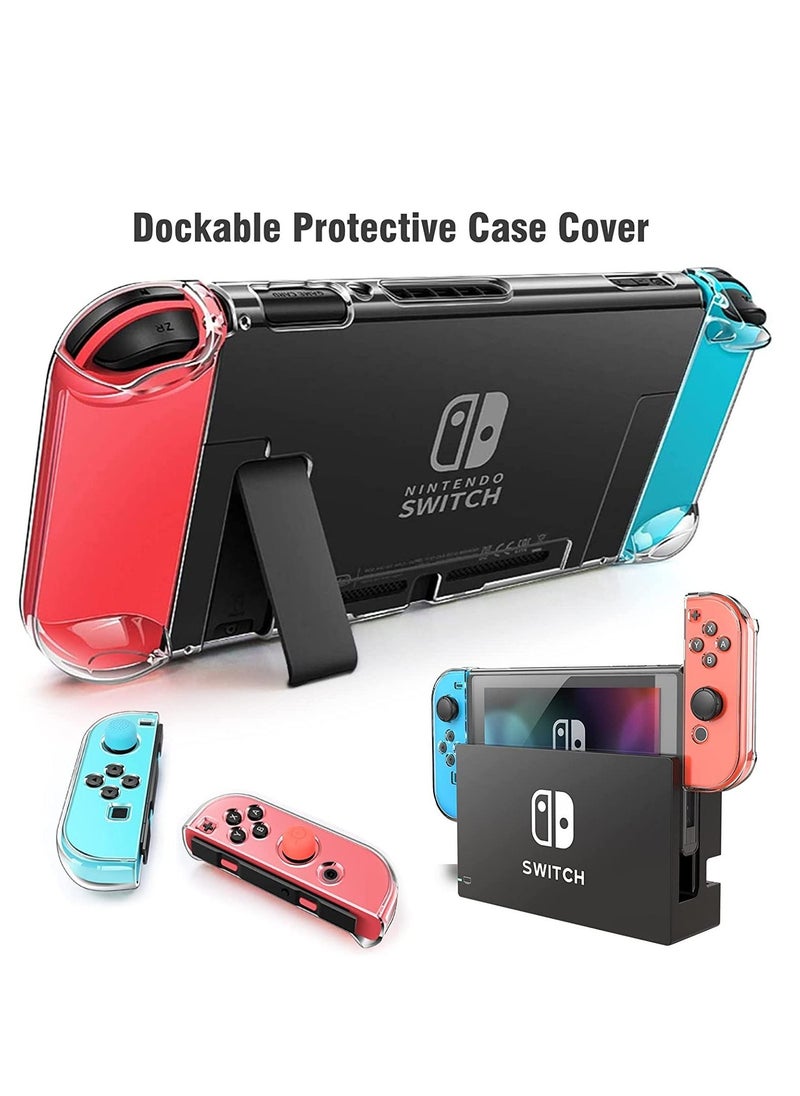 SYOSI - Switch Case Compatible with Fit for Nintendo Switch 9 in 1 Accessories kit with Carrying Case Dockable Protective Case HD Screen Protector and 6pcs Thumb Grips Caps - Image 1