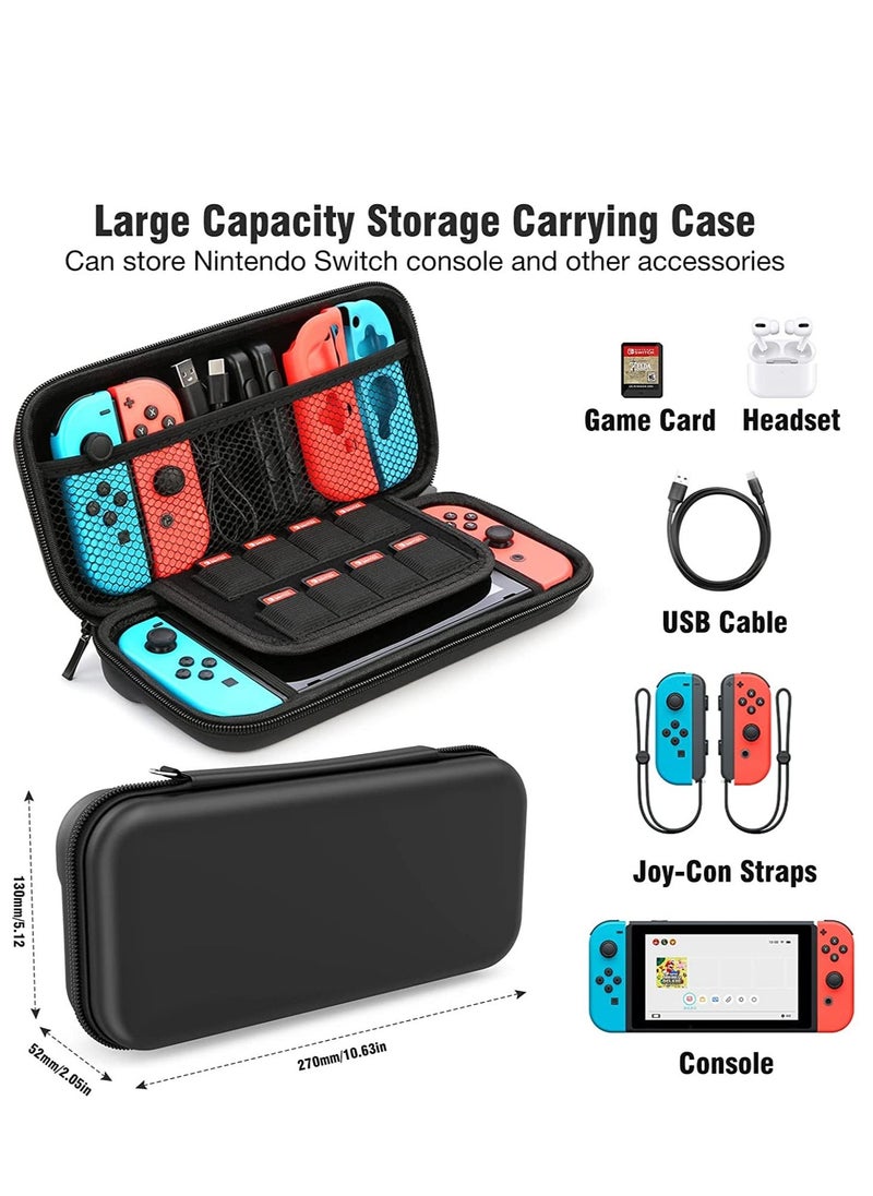 SYOSI - Switch Case Compatible with Fit for Nintendo Switch 9 in 1 Accessories kit with Carrying Case Dockable Protective Case HD Screen Protector and 6pcs Thumb Grips Caps - Image 1