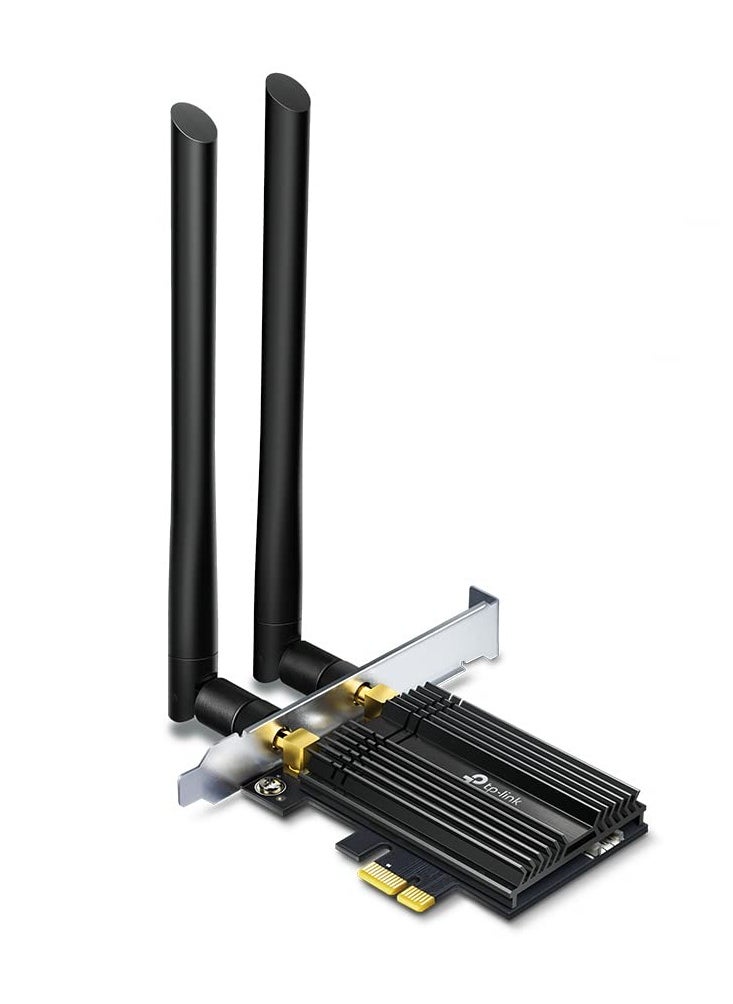 FIPKA - TP-Link Archer TX50E AX3000 Wi-Fi 6 Bluetooth 5.2 PCIe Adapter for PC with Heat Sink, MU-MIMO, Ultra-Low Latency, Supports Windows 11/10(64bit) Only, Two High-Gain Dual Band Antennas - Image 1