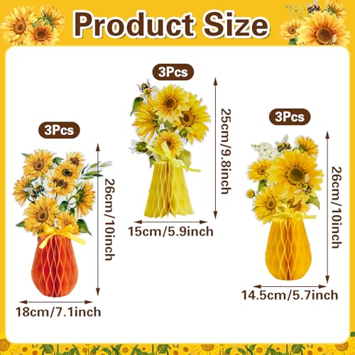 paper jazz Sunflower Honeycomb Table Decorations Summer Centerpieces for Tables Sunflower Decoration for Office Picnic Themed Party Decorations for Baby Shower Living Room - Image 5