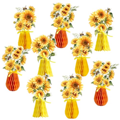 paper jazz Sunflower Honeycomb Table Decorations Summer Centerpieces for Tables Sunflower Decoration for Office Picnic Themed Party Decorations for Baby Shower Living Room - Image 1