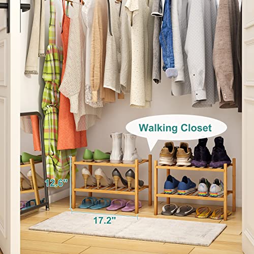viewcare Small Shoe Rack, 2-Tier Shoe Rack for Entryway, Bamboo Wood Shoe Shelf for Closet & Hallway, Long 17.2IN | Beautiful | Functional | Sturdy | Durable - Image 3