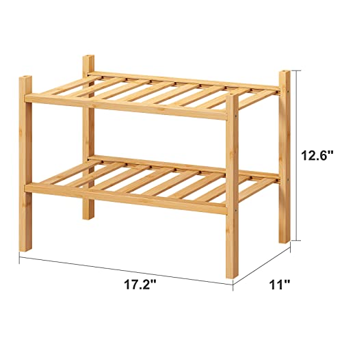 viewcare Small Shoe Rack, 2-Tier Shoe Rack for Entryway, Bamboo Wood Shoe Shelf for Closet & Hallway, Long 17.2IN | Beautiful | Functional | Sturdy | Durable - Image 5
