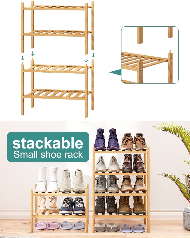viewcare Small Shoe Rack, 2-Tier Shoe Rack for Entryway, Bamboo Wood Shoe Shelf for Closet & Hallway, Long 17.2IN | Beautiful | Functional | Sturdy | Durable - Image 4