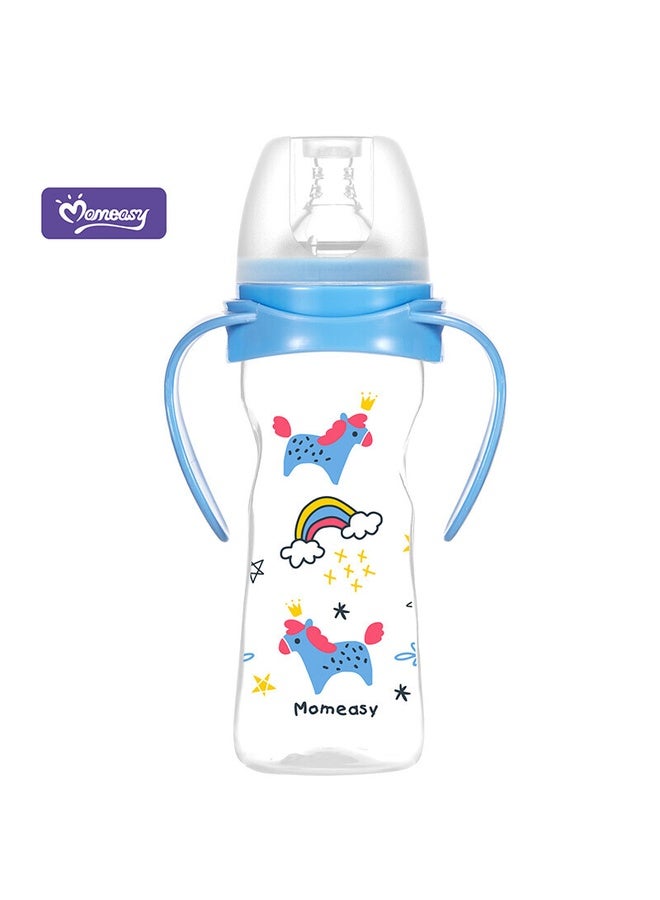 Momeasy 8oz/240ML Wide Neck Feeding Bottle with Handles 44758 Blue - Image 1