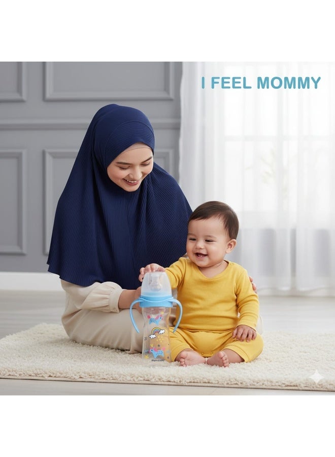 Momeasy 8oz/240ML Wide Neck Feeding Bottle with Handles 44758 Blue - Image 2