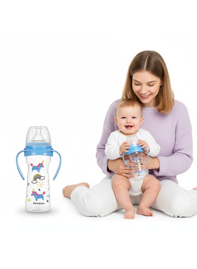 Momeasy 8oz/240ML Wide Neck Feeding Bottle with Handles 44758 Blue - Image 3