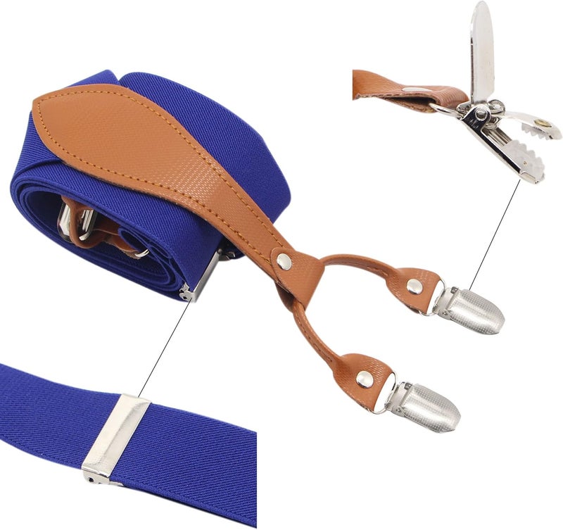 Timiot Mens Suspender Wide Leather 6 Metal Clips Adjustable Straps Y Shape - Image 2