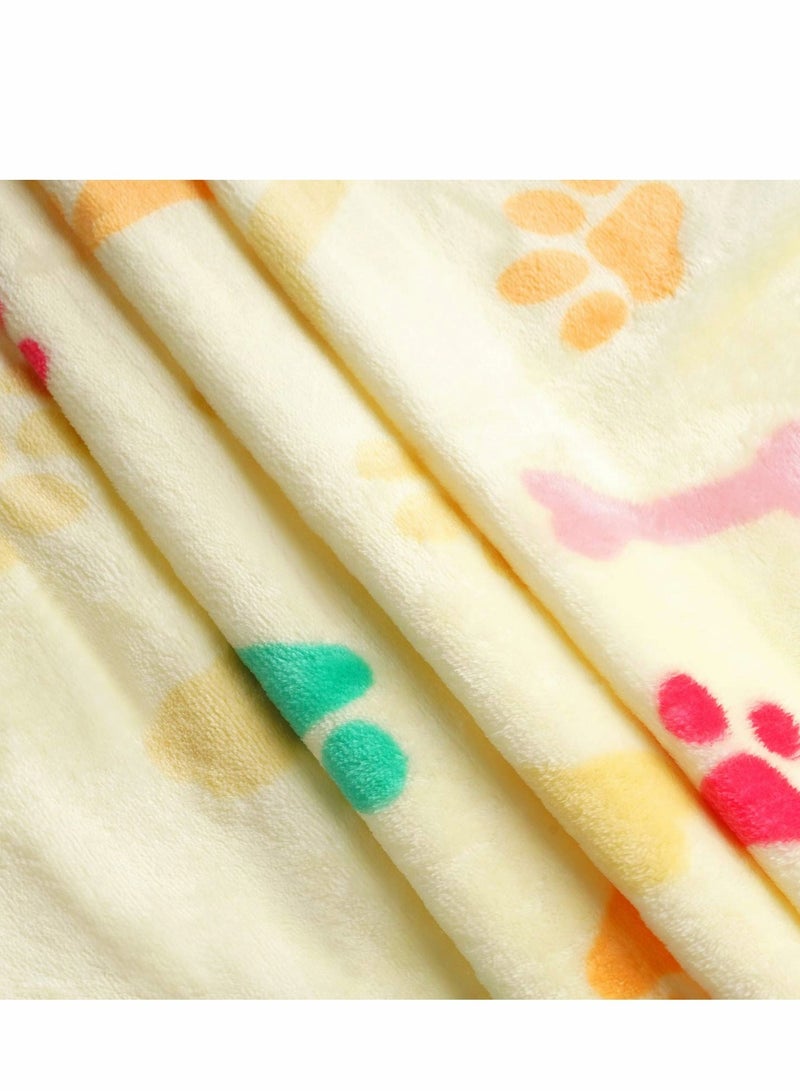 Excefore Puppy Blanket, Kitten Blankets, 1 Pack 3 Blankets for Dogs, Super Soft Fluffy Premium Fleece Pet Blanket Flannel Throw for Dog Puppy Cat Bone Paw, Light Yellow, Kitten Puppy Small Animals Towel - Image 5