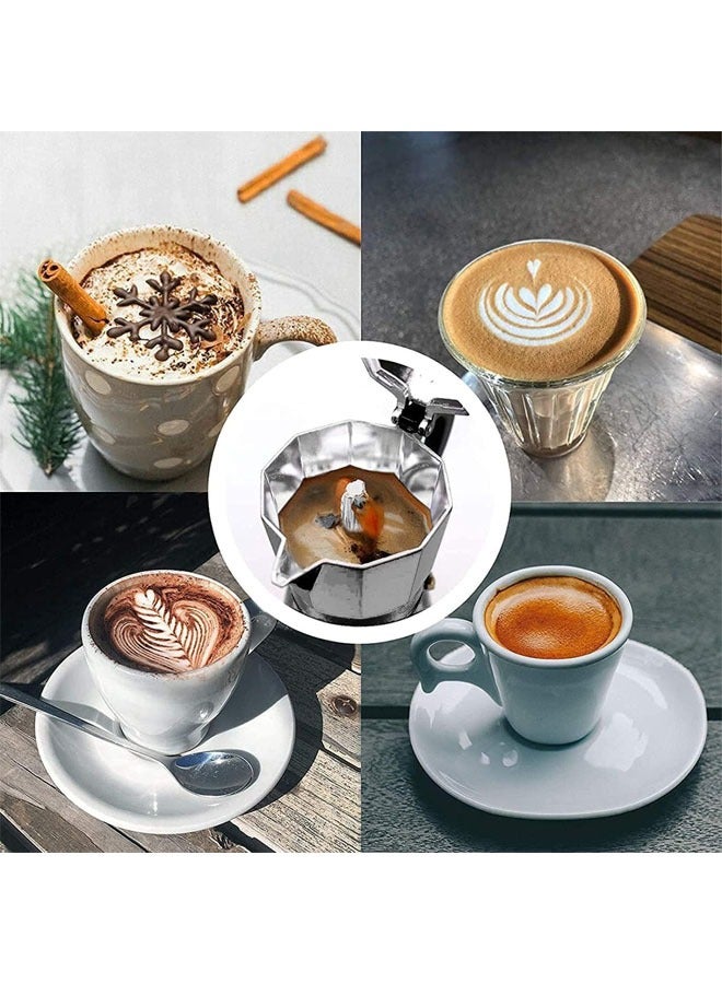 هاي هونور صانع قهوة إسبرسو، آلة قهوة إسبرسو يدوية، جهاز تحضير قهوة محمول، قدر موكا، آلة تصفية القهوة، صانع قهوة على الموقد للإسبرسو أو الكابتشينو، إبريق قهوة صغير، 100 مل، فضي - Image 5