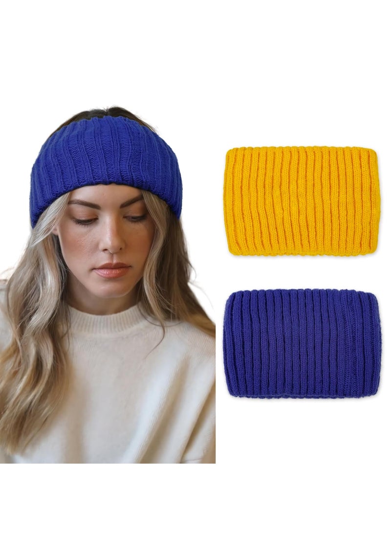 AKTVSHOW AKTVSHOW 2 Packs Winter Headbands for Women Ear Warmers Cold Weather Wide Knitted Head Wraps Turban Non Slip Girls Fashion Warm Hairbands Hair Accessories 