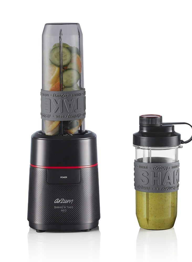 أرزوم Shaken Take Compact Persnal Blender And Smoothie Maker High Build Quality 570ml and 400 ml tritan bottles. 500 W AR1032-b Black 570.0 ml 500.0 W AR1147 Black - Image 1