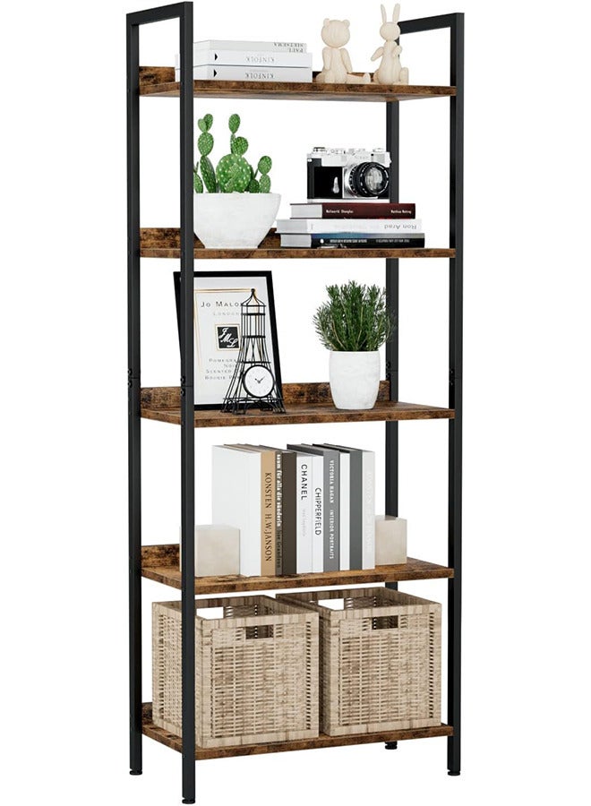 RATSAW 5 Tier Bookshelves Metal Frame Bookcase Free Standing Storage Shelving Organizer Unit for Home Office Bedroom Display Rack for Living Room - Image 1