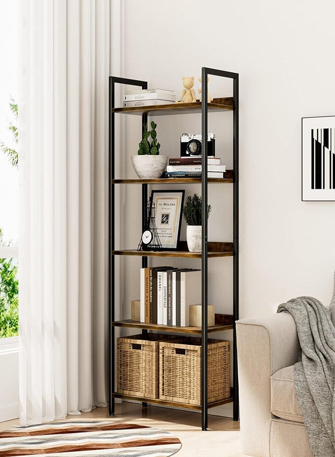 RATSAW 5 Tier Bookshelves Metal Frame Bookcase Free Standing Storage Shelving Organizer Unit for Home Office Bedroom Display Rack for Living Room - Image 2