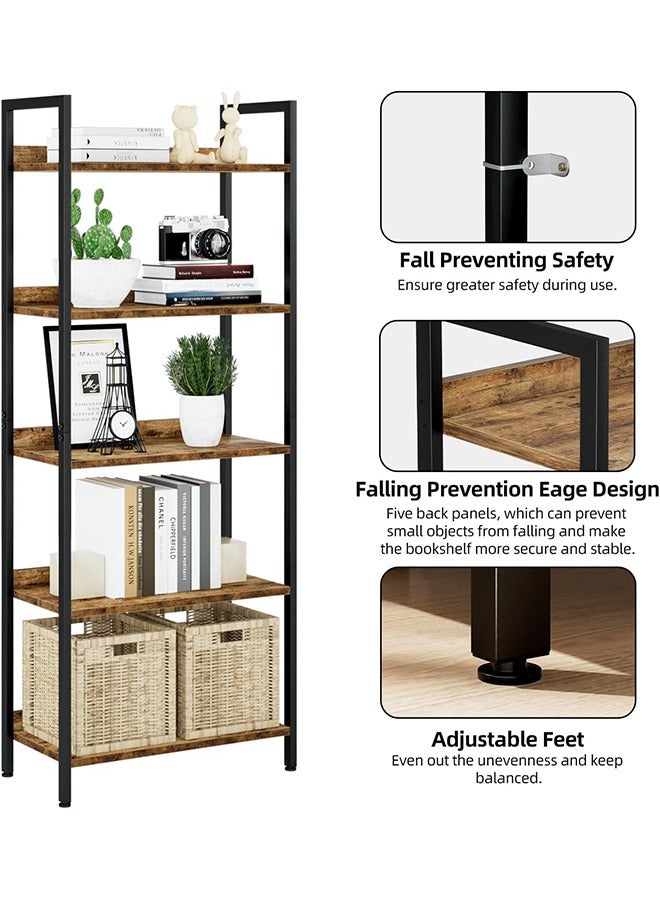 RATSAW 5 Tier Bookshelves Metal Frame Bookcase Free Standing Storage Shelving Organizer Unit for Home Office Bedroom Display Rack for Living Room - Image 4