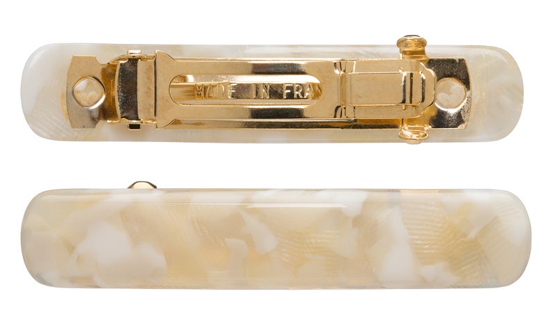 France Luxe Mini Rectangle Barrette Pair - Pavlova White - Image 2