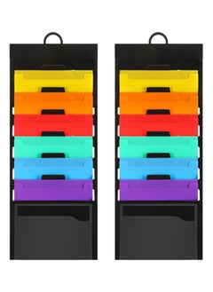 Y&D 2 Pcs Wall File Organizer, Hanging Folders Storage and Classroom Organization with 6 Removable Poly Organizers for Wall, Classroom, School, Home Office  - Image 1