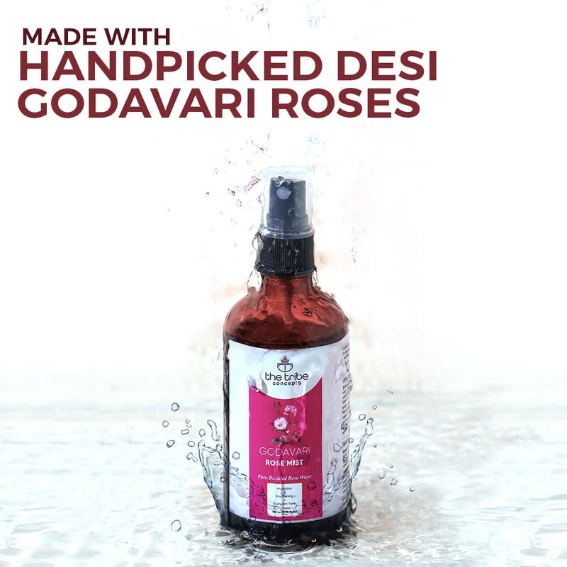 The Tribe Concepts Godavari Rose Mist Face Toner Pure Distilled Rose Water For Hydration Brightening Even Skin Tone 100 ml Pack of 1 - Image 3