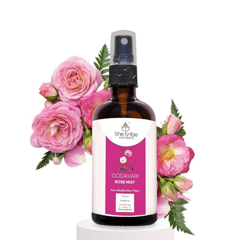 The Tribe Concepts Godavari Rose Mist Face Toner Pure Distilled Rose Water For Hydration Brightening Even Skin Tone 100 ml Pack of 1 - Image 1