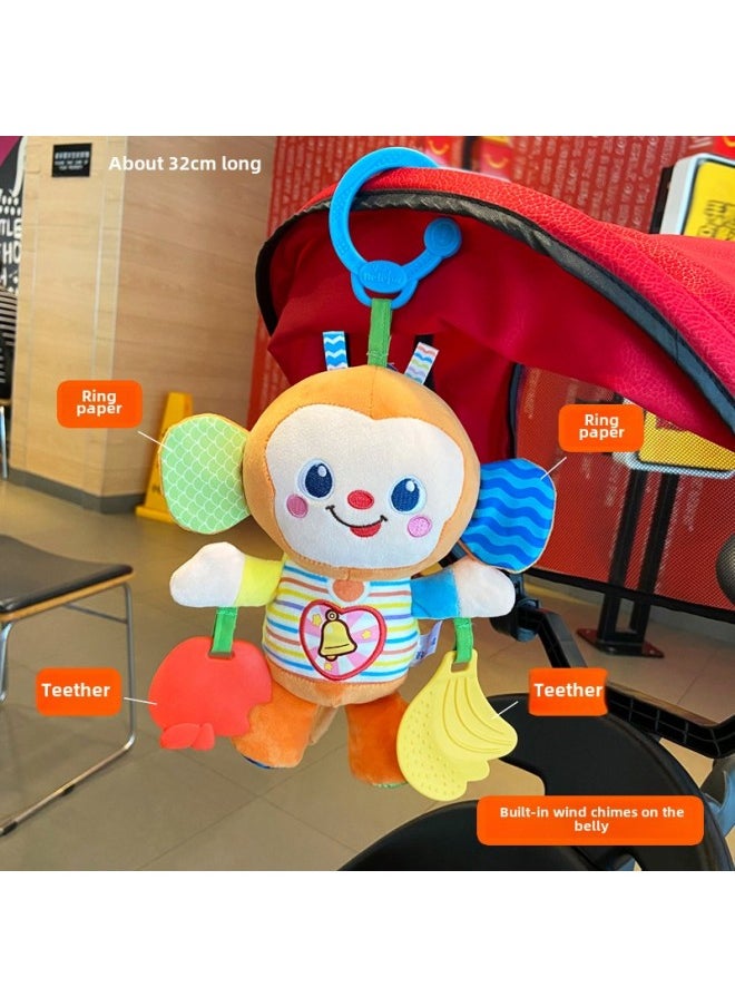 # Newborn Baby Cart Pendant Baby Comfort Bed Bell Rattle Wind Bell Car Hanging Plush Sound Travel To Play-Color:Golden Monkey [teether]  - Image 1