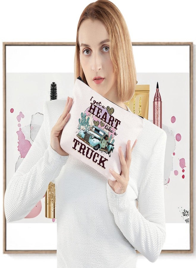 LEVLO Country Music Quote Cosmetic Bag Song Western Gift I Got A Heart Like a Truck Musical Make Up Zipper Pouch Bag Cowboy Cowgirl Merchandise (Like a Truck) - Image 3