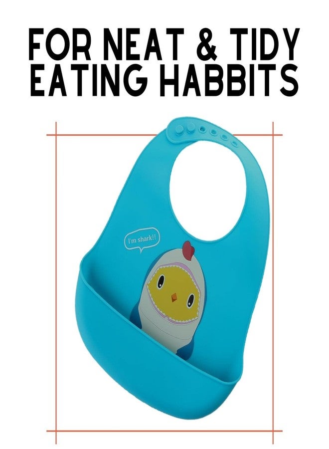 GUCHIGU Silicone Baby Bibs Easily Wipe Clean - Comfortable Soft Super Light Weight Waterproof 6 Loop Adjustable Feeding Bib for Babies Keeps Stains Off (Multicolor Set) (IamShark-Blue) - Image 5