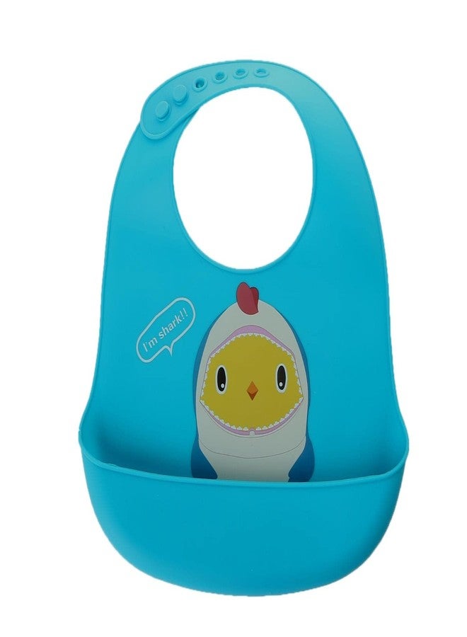 GUCHIGU Silicone Baby Bibs Easily Wipe Clean - Comfortable Soft Super Light Weight Waterproof 6 Loop Adjustable Feeding Bib for Babies Keeps Stains Off (Multicolor Set) (IamShark-Blue) - Image 1
