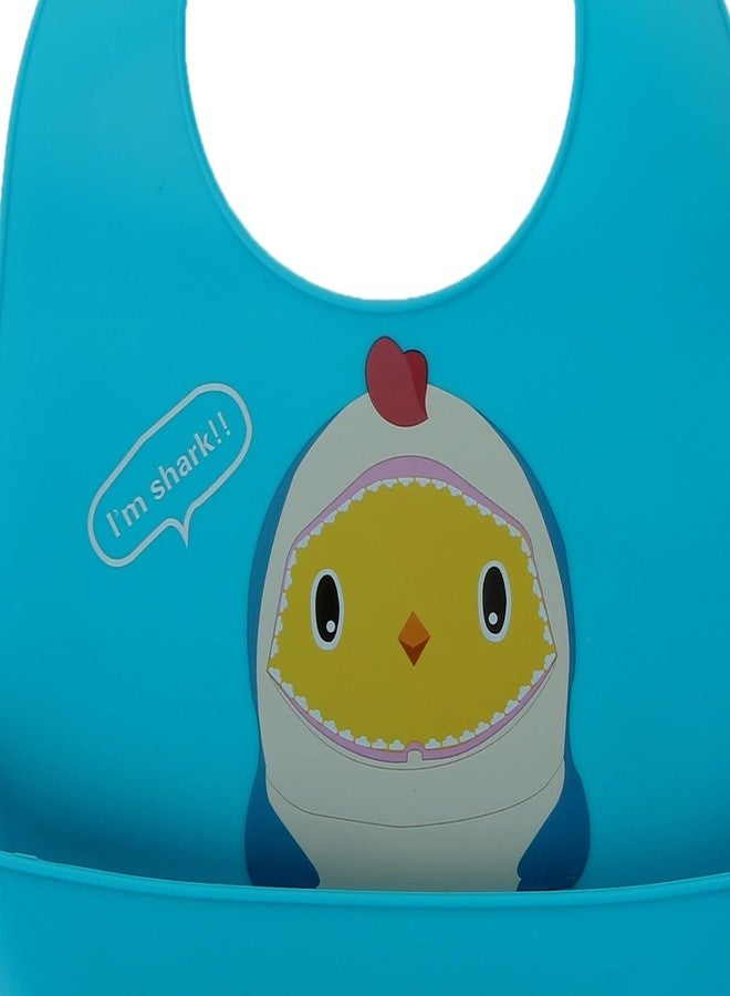 GUCHIGU Silicone Baby Bibs Easily Wipe Clean - Comfortable Soft Super Light Weight Waterproof 6 Loop Adjustable Feeding Bib for Babies Keeps Stains Off (Multicolor Set) (IamShark-Blue) - Image 2
