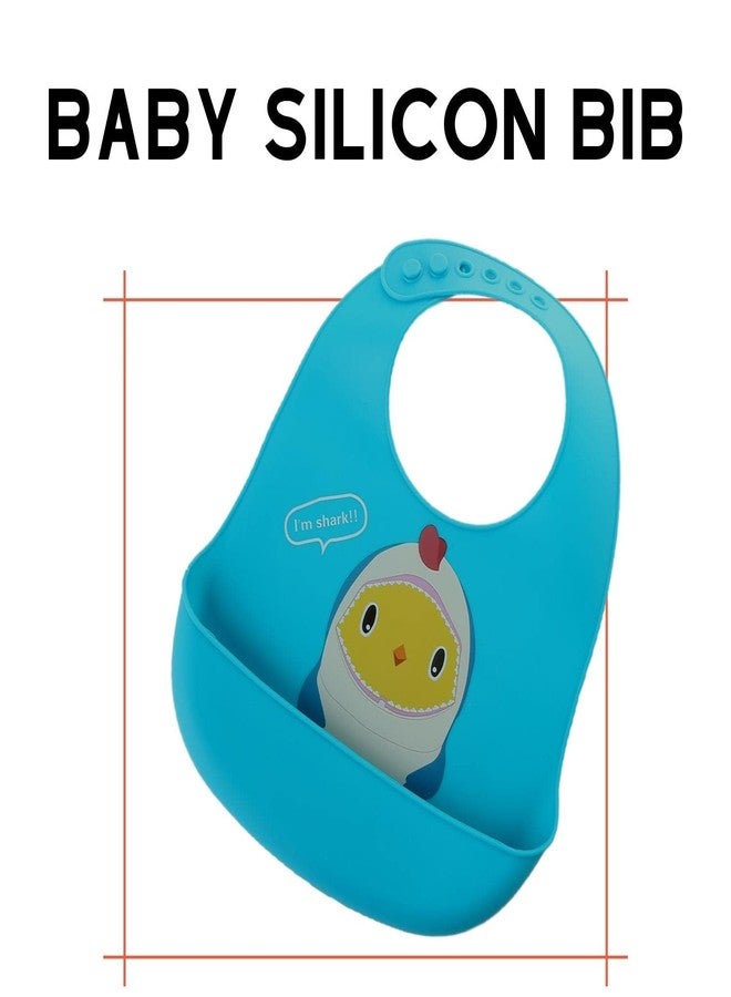 GUCHIGU Silicone Baby Bibs Easily Wipe Clean - Comfortable Soft Super Light Weight Waterproof 6 Loop Adjustable Feeding Bib for Babies Keeps Stains Off (Multicolor Set) (IamShark-Blue) - Image 3