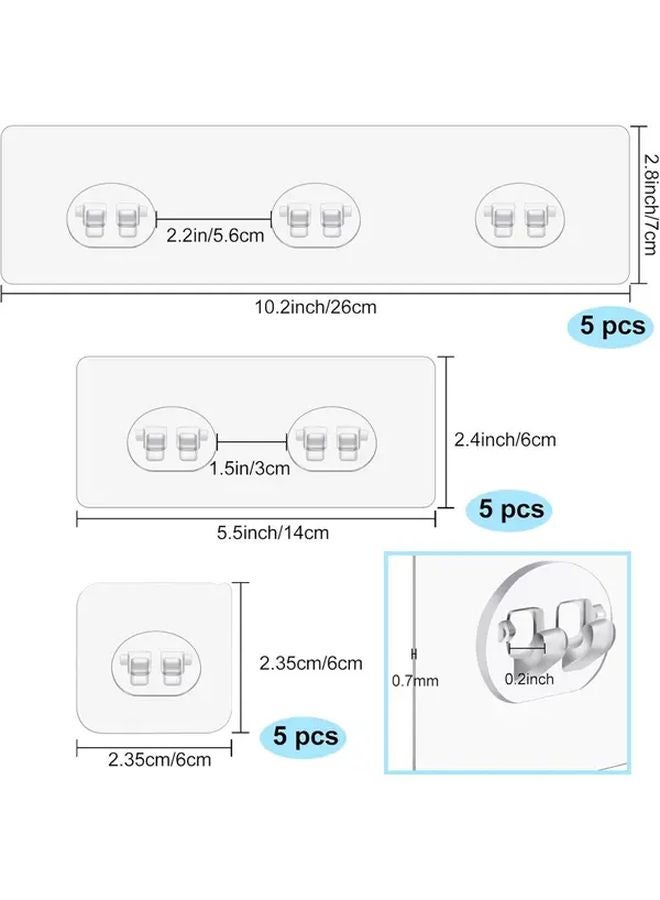 15 قطعة من خطافات الدش اللاصقة الشفافة منظف الرف بدون حفر - Image 4