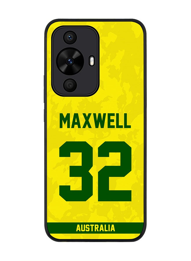 Stylizedd Rugged Black edge case for Huawei nova 12s / Huawei nova 11/ Huawei nova 12 Lite 4G, Slim fit Soft Cover - Team Australia Glenn Maxwell, Jersey No 32 - Image 1