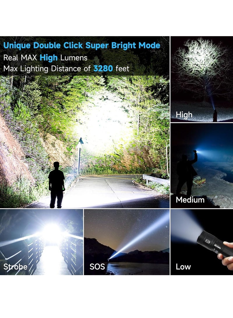 Rechargeable Flashlight, High Lumens LED Flashlights With COB Work Light, Lightweight And Portable Torch Light, Powerful Handheld Flashlights For Camping Hiking, (1pc, Black) - Image 2