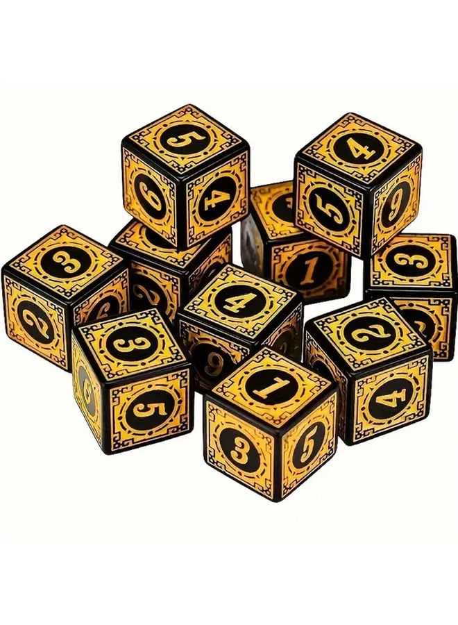 10 Pieces Yellow Vintage Style 16mm Six Sided Dice for Board Games - Image 1
