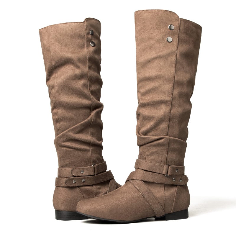 mysoft Women's Knee High Boots Flat Warm Fall Boots with Side Zipper - Image 2