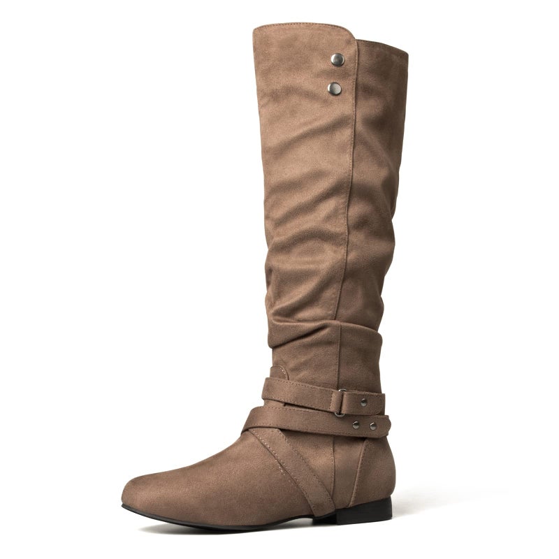 mysoft Women's Knee High Boots Flat Warm Fall Boots with Side Zipper - Image 1
