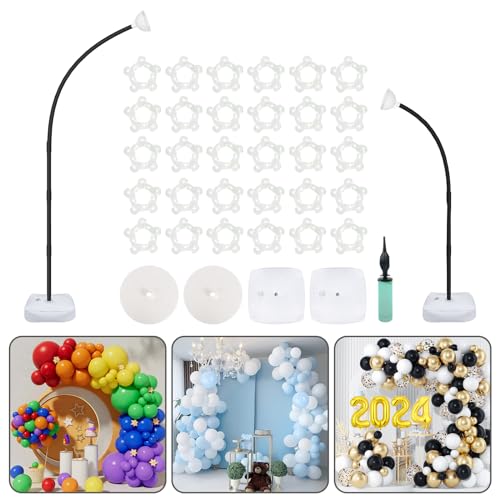 OurWarm 82FT 6FT Balloon Arch Stand Kit Black Half Arch Balloon Stand with Base for Floor Free Bending Top Balloon Column Kit for Wedding Birthday Baby Shower Graduation Party Decorations - Image 1