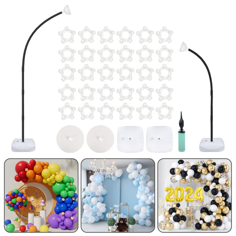 OurWarm 82FT 6FT Balloon Arch Stand Kit Black Half Arch Balloon Stand with Base for Floor Free Bending Top Balloon Column Kit for Wedding Birthday Baby Shower Graduation Party Decorations - Image 2