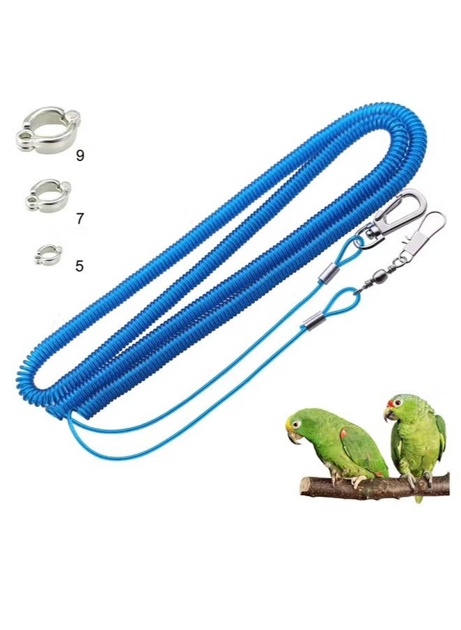 حبل طيران للطيور، حبل طيران للببغاء، حبل مرن لتدريب الطيور للاستخدام الخارجي، حبل تدريب للطيور الأليفة مناسب للببغاء القرمزي، والببغاء الكيك، والببغاء المكاو والطيور من نفس الحجم، بطول 6 أمتار مع 3 حلقات قدم للببغاء - Image 1