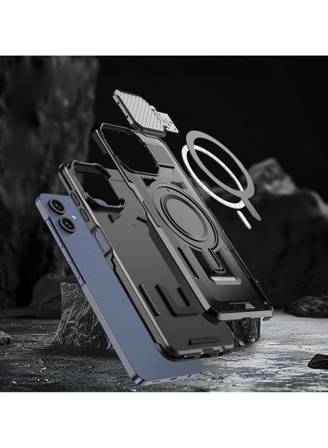 general Case Compatible with Samsung Galaxy A06, Armor Magnetic Anti-fall Phone Case with Fully Wrapped Lens Protection, Anti-fingerprint Protective Back Cover for Samsung A06 - Image 2