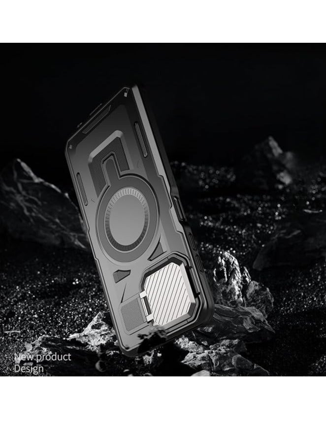 general Case Compatible with Samsung Galaxy A06, Armor Magnetic Anti-fall Phone Case with Fully Wrapped Lens Protection, Anti-fingerprint Protective Back Cover for Samsung A06 - Image 3