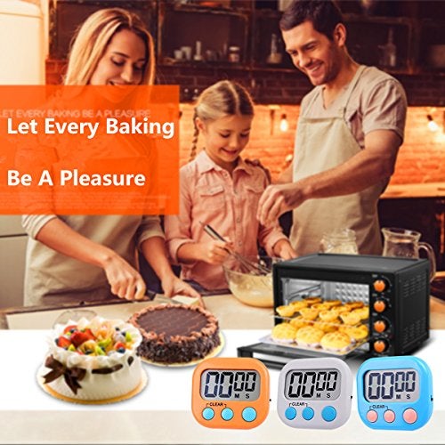 Rumcnjen Digital Kitchen Timer, Big Display Screen, Loud Alarm, Strong Magnetic Backing Stand, Cooking Baking Kids Classroom Teacher Game Timers, Minute Seconds Count Up Countdown and Simple Operation(4 Pack) - Image 5