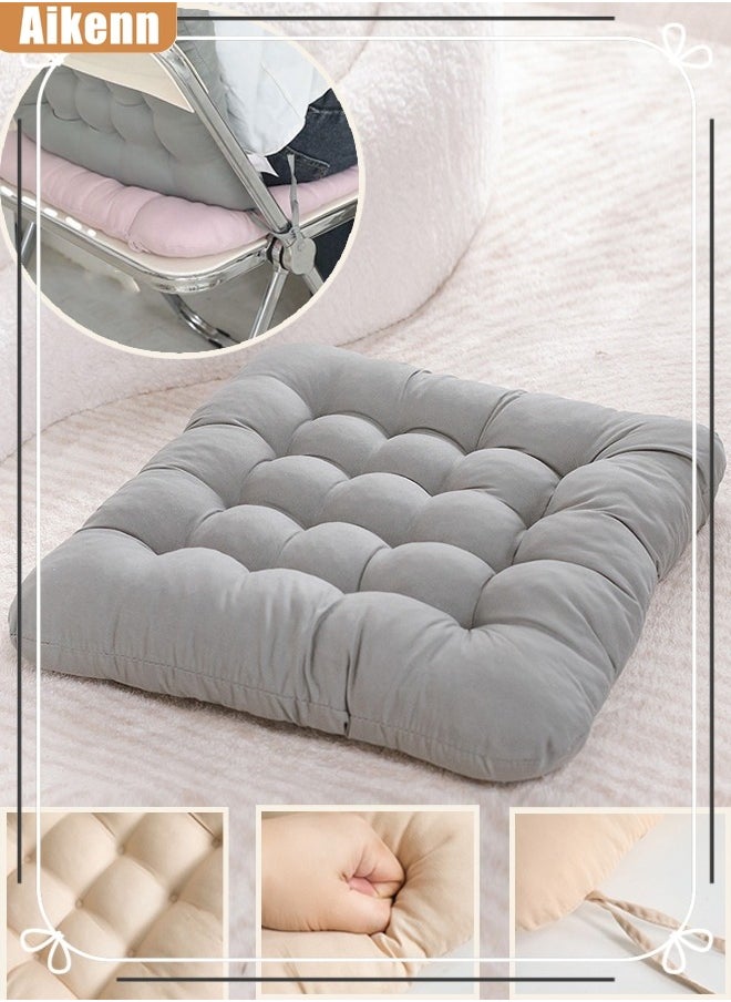 Aikenn Solid Color Cushion Living Room Dining Room Solid Color Chair Cushions Thicken Tufted Seat Cushion Comfortable Floor Cushion Outdoor Garden Patio Cushions(Grey)  - Image 1