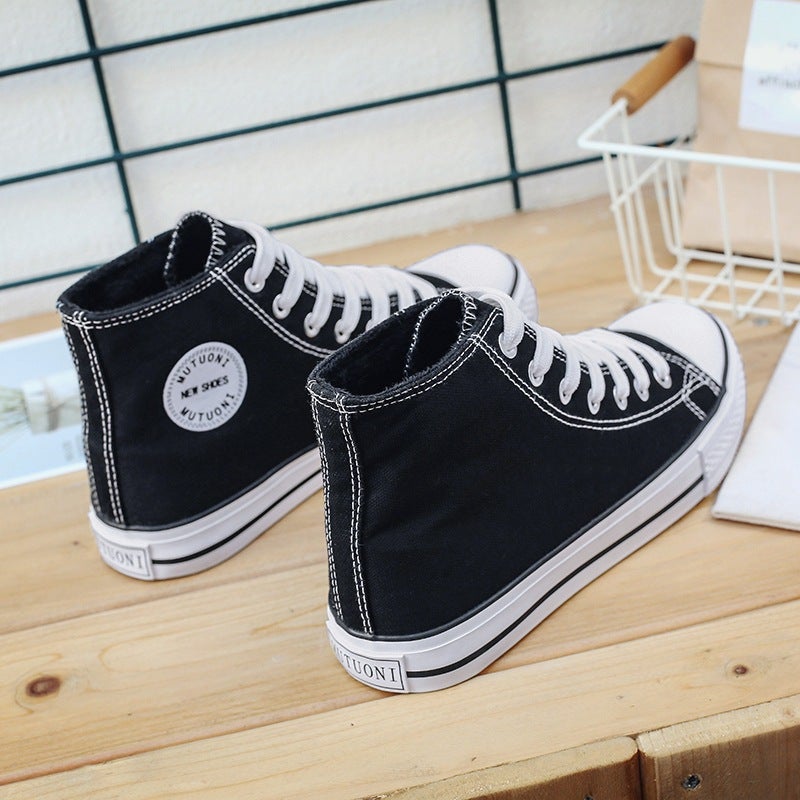 Thick Warm Cotton Casual Vulcanized Shoes Black 
