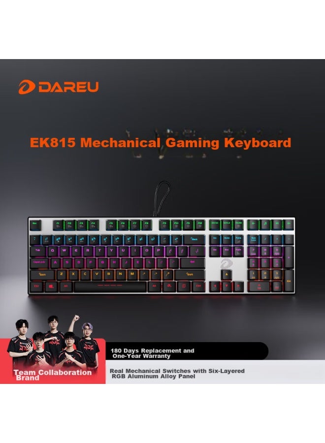 Daryo Dareu Ek815 Mechanical Alloy Edition Mechanical Keyboard, Wired Keyboard, Gaming Keyboard, 108 Keys Mixed Backlight, Multi-key Anti-ghosting, Pubg Keyboard, Blue Switch - Image 5
