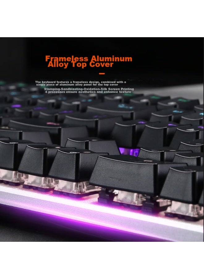 Daryo Dareu Ek815 Mechanical Alloy Edition Mechanical Keyboard, Wired Keyboard, Gaming Keyboard, 108 Keys Mixed Backlight, Multi-key Anti-ghosting, Pubg Keyboard, Blue Switch - Image 2