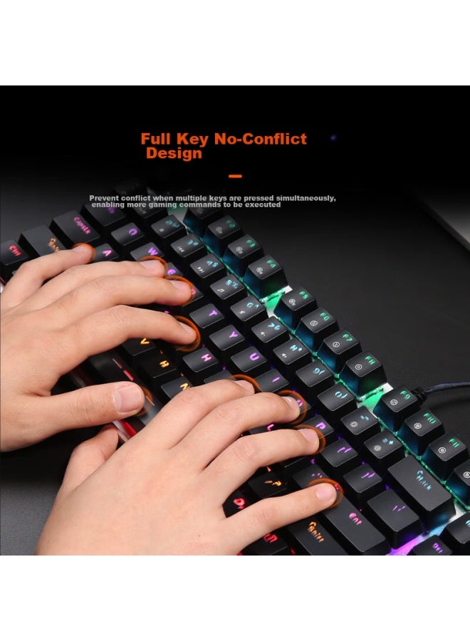 Daryo Dareu Ek815 Mechanical Alloy Edition Mechanical Keyboard, Wired Keyboard, Gaming Keyboard, 108 Keys Mixed Backlight, Multi-key Anti-ghosting, Pubg Keyboard, Blue Switch - Image 1